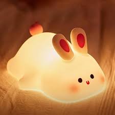 Kids Cute Rabbit Night Light – Touch Silicone Lamp